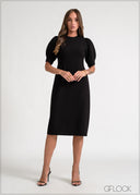Puff Sleeve Midi Dress - 170826