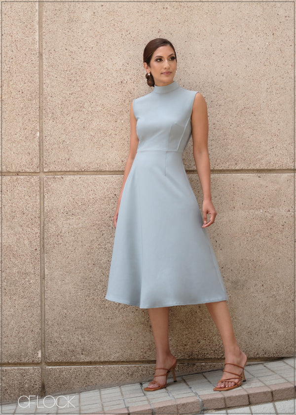 High neck 2024 sleeveless midi dress