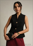 V-Neck Sleeveless Waistcoat - 231026