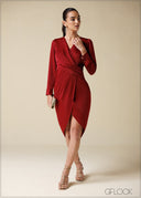 Front Knot Detailed Midi Dress - 250725