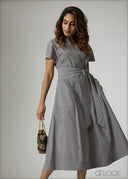 V-Neck Midi Dress - 201026