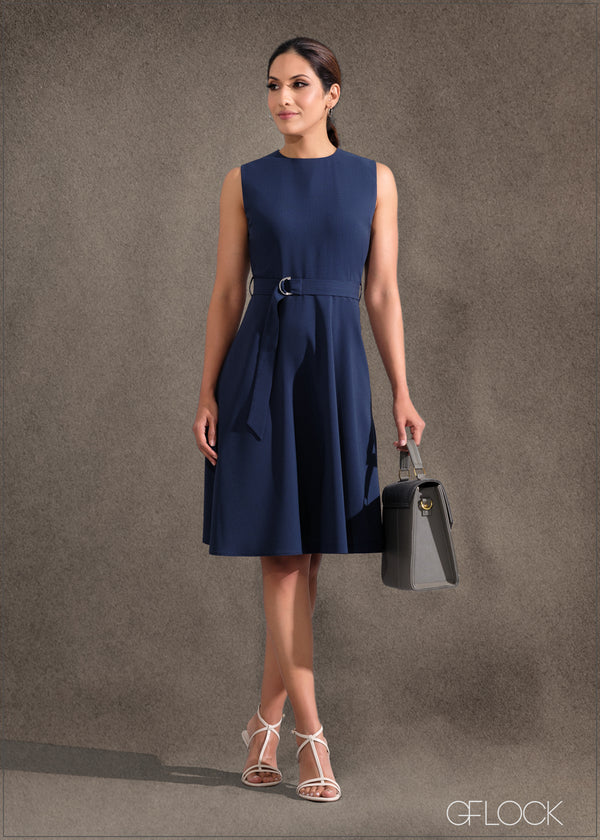 High Neck Sleeveless Midi Dress - 260723