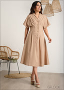 V-Necked Button Down Dress - 060625