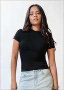 Short Sleeve Rib Top - 200226