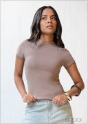 Short Sleeve Rib Top - 200226