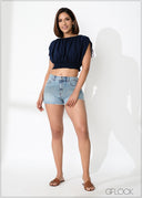Smocked Detail Crop Top - 220124