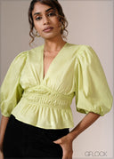 Puff Sleeve Smocked Top - 121026