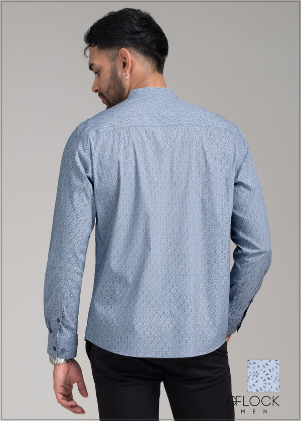 Chinese-style Black Shirt with Gathered Collar Design