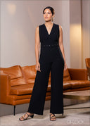 V-Neck Sleeveless Jumpsuit - 161222