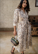 Puff Sleeve Printed Mini Dress - 100826