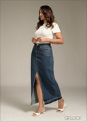 Mid Blue Denim Skirt - 170126