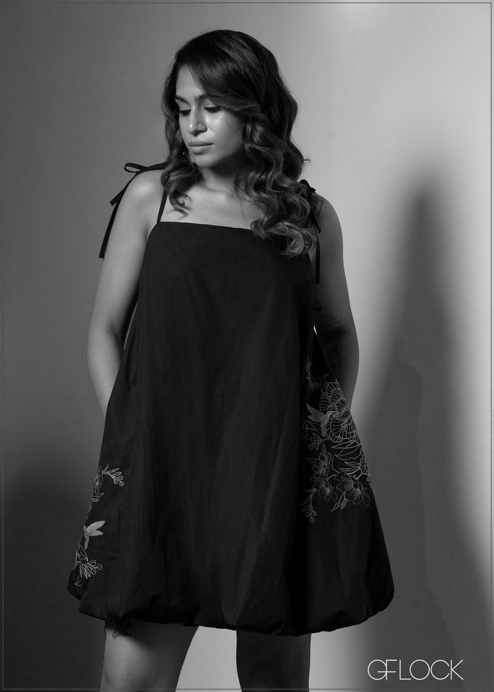 Embroidered Balloon Dress - 290825