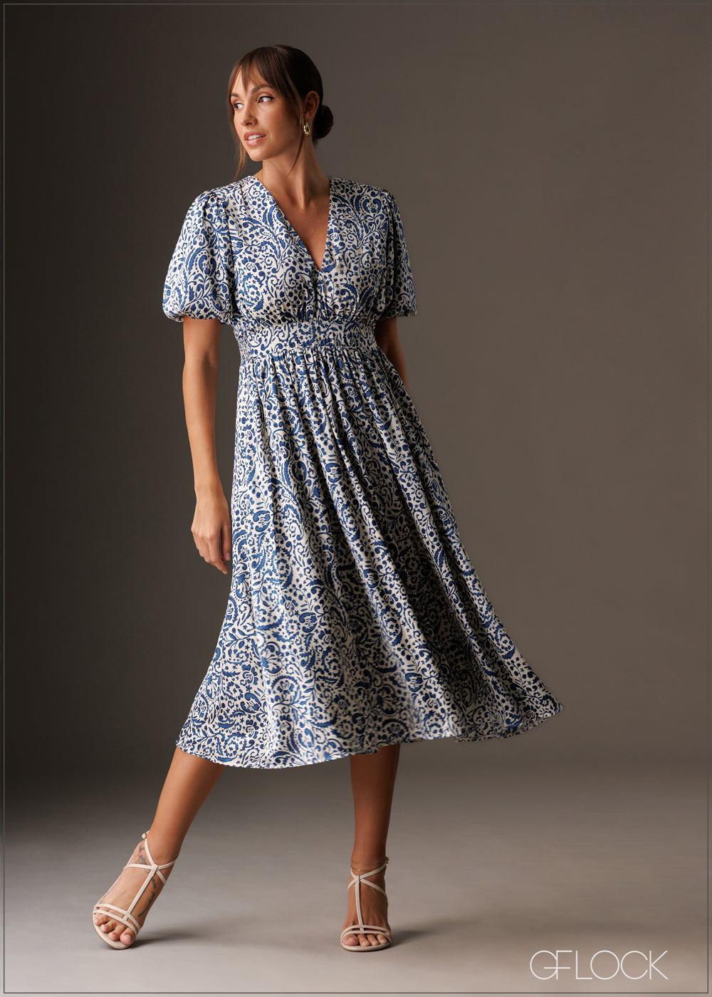 Puff Sleeved Midi Dress - 141125