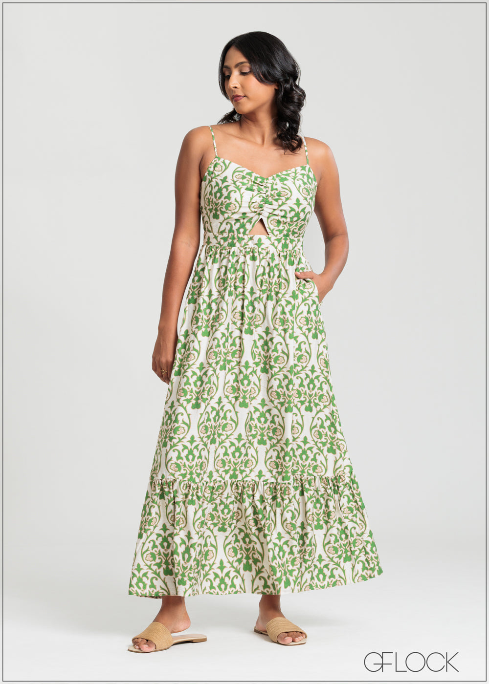 Gather Detailed Printed Dress - 140725