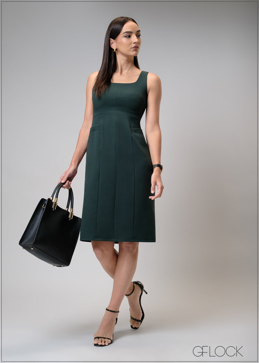 Square Neck Midi Dress - 210725