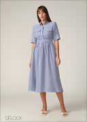 Stripe Shirt Dress - 090326