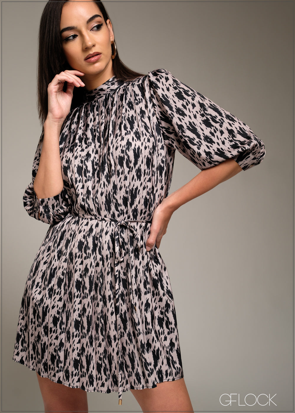 Front Pleated Detailed Midi Dress - 080925