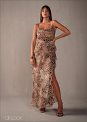 Printed Ruffle Maxi Dress - 160326