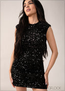 Shoulder Detail Mini Dress - 261225E