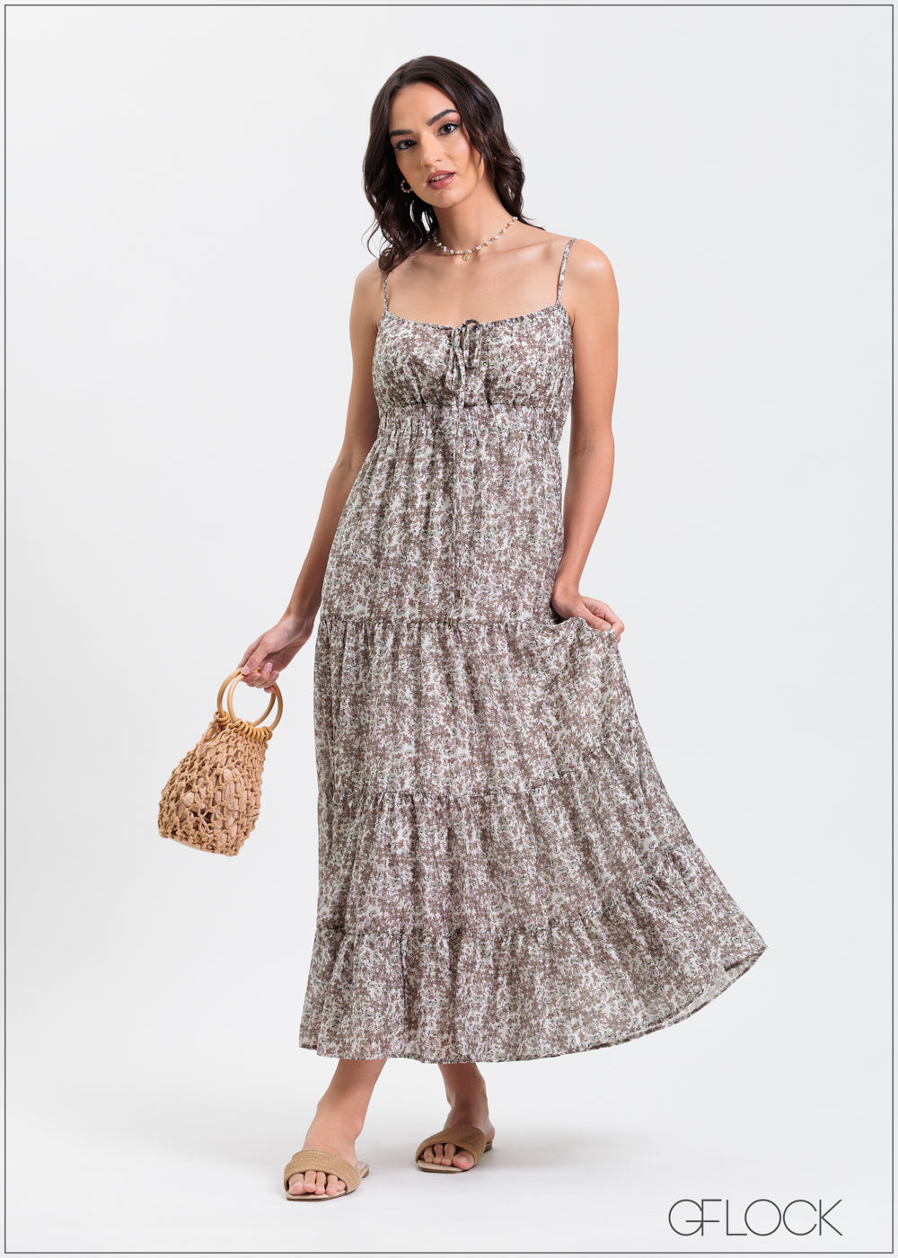 Bustier Detailed Tiered Maci Dress - 310325