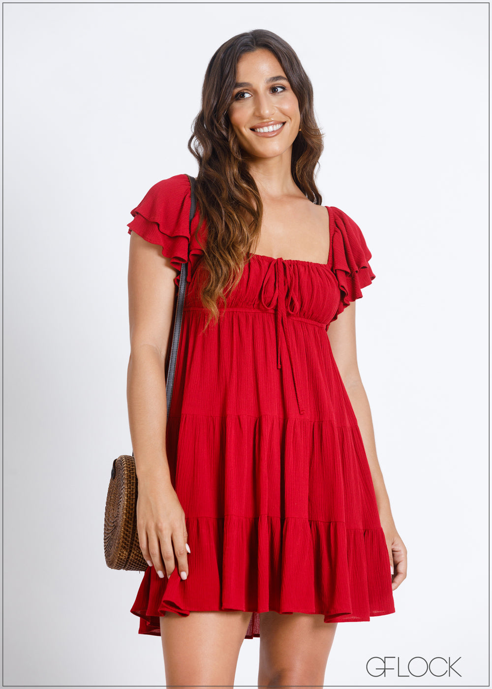 Ruffle Sleeve Tiered Dress - 290724