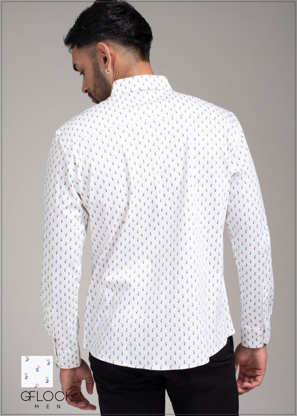 Printed Normal Collar Long Sleeve Knit Shirt - 240523 - 02 - GFLOCK.LK