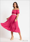 Off Shoulder Smocked Dress - 211024