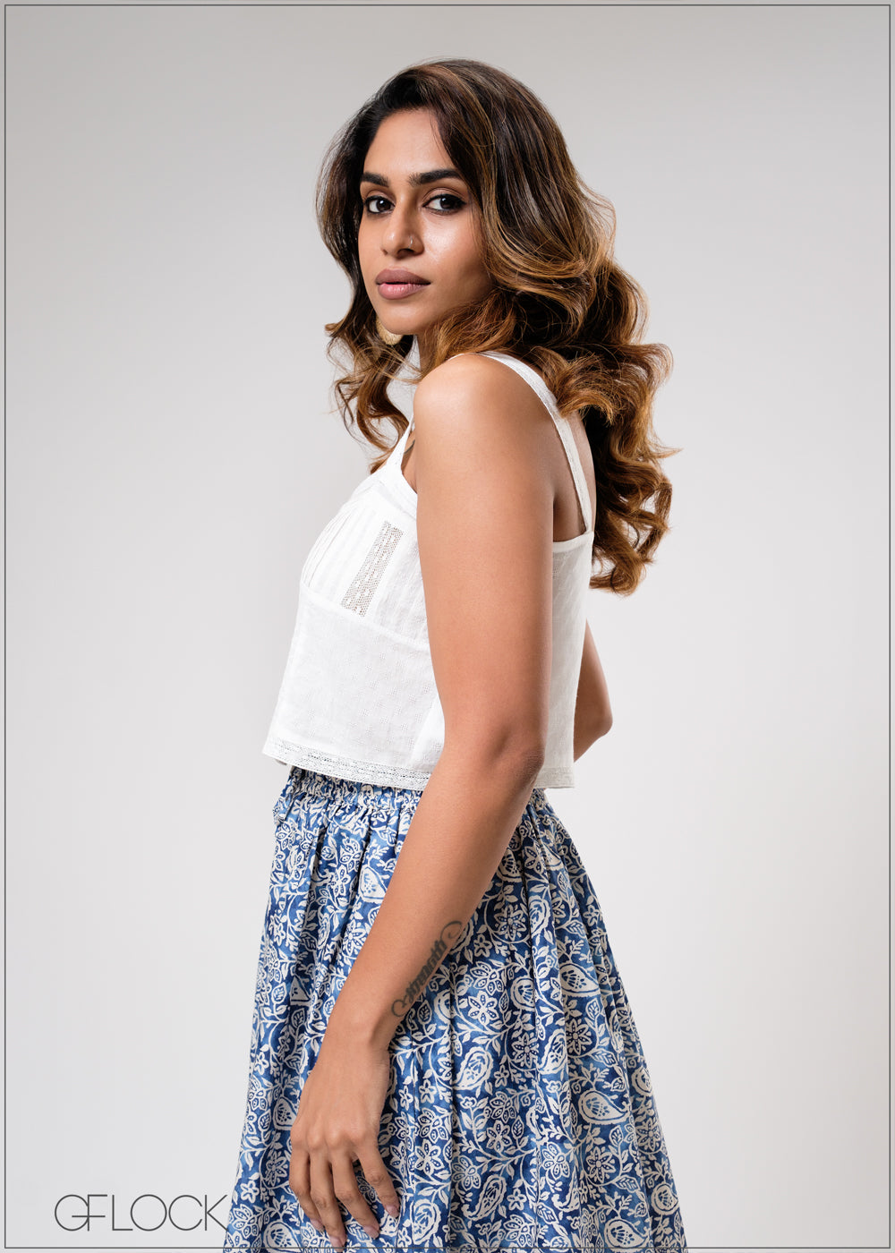 Border Print Maxi Skirt - 310725