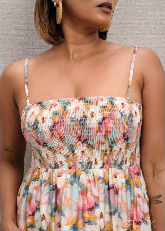 Smoking Printed Dress - 300625
