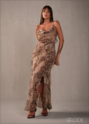 Printed Ruffle Maxi Dress - 160326