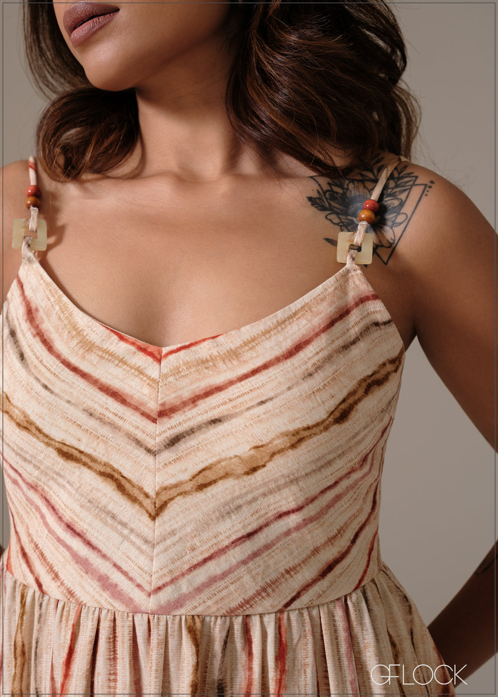 V-Neck Flared Dress - 111225