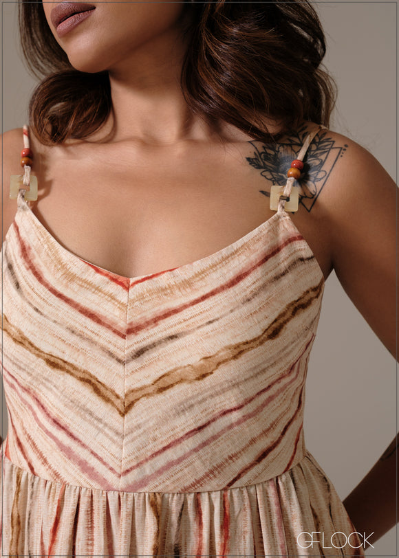 V-Neck Flared Dress - 111225