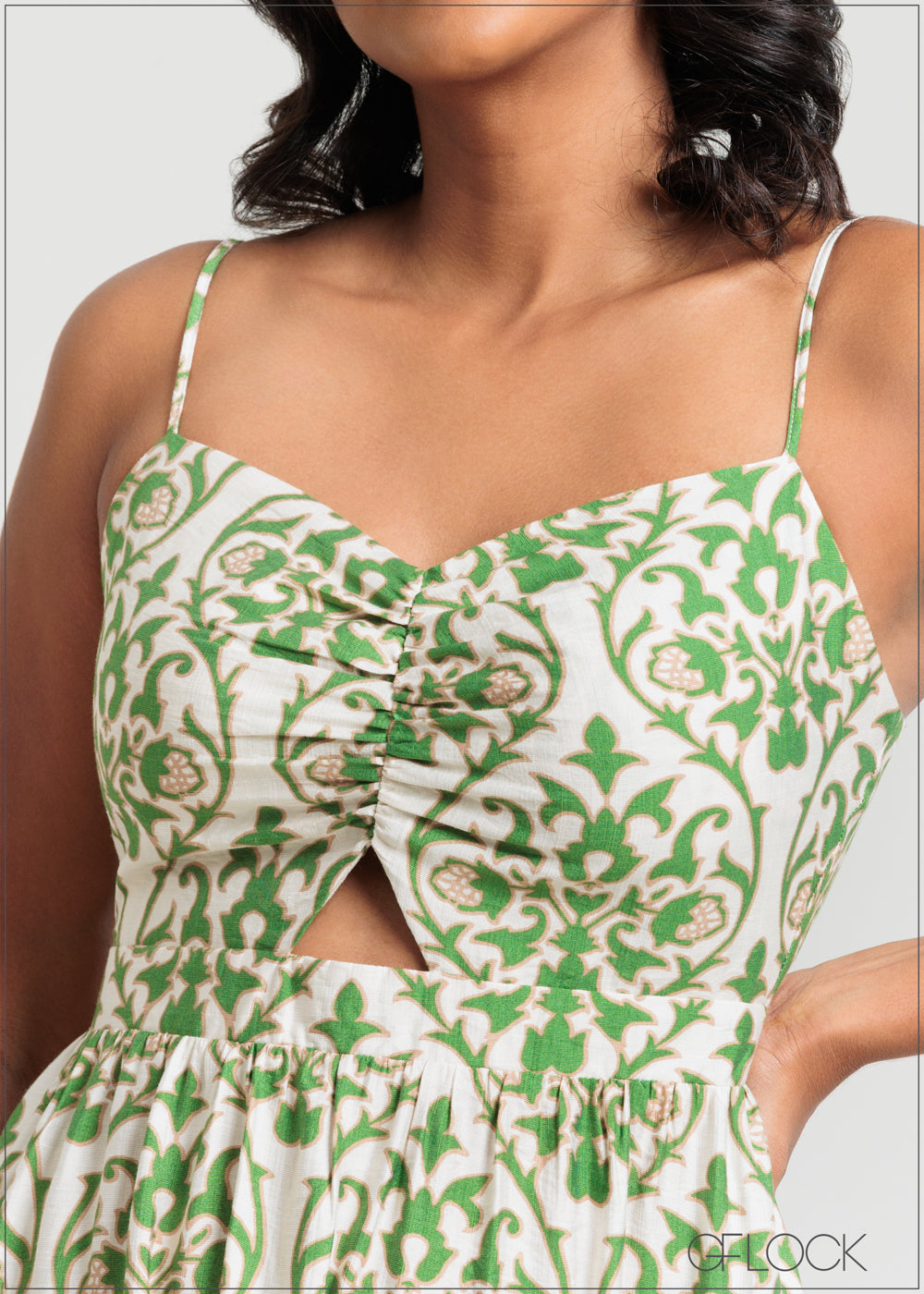 Gather Detailed Printed Dress - 140725