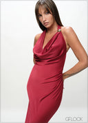 Trim Detail Halter Maxi Dress - 090226