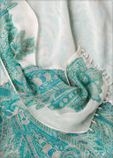 Aqua Hand Embroidered Scarf Top - 231125