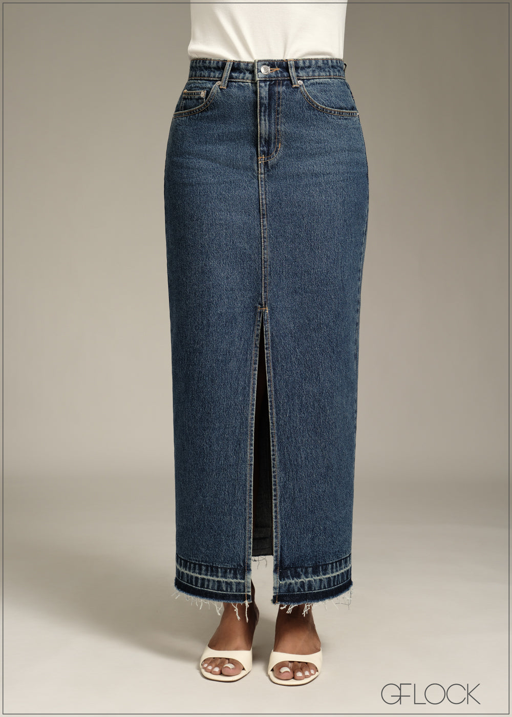 Mid Blue Denim Skirt - 170126