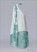 Aqua Hand Embroidered Scarf Top - 231125