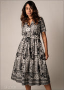 Collar Detail Printed Dress - 100426