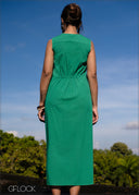 Front Pleat Detailed Midi Dress - 171025