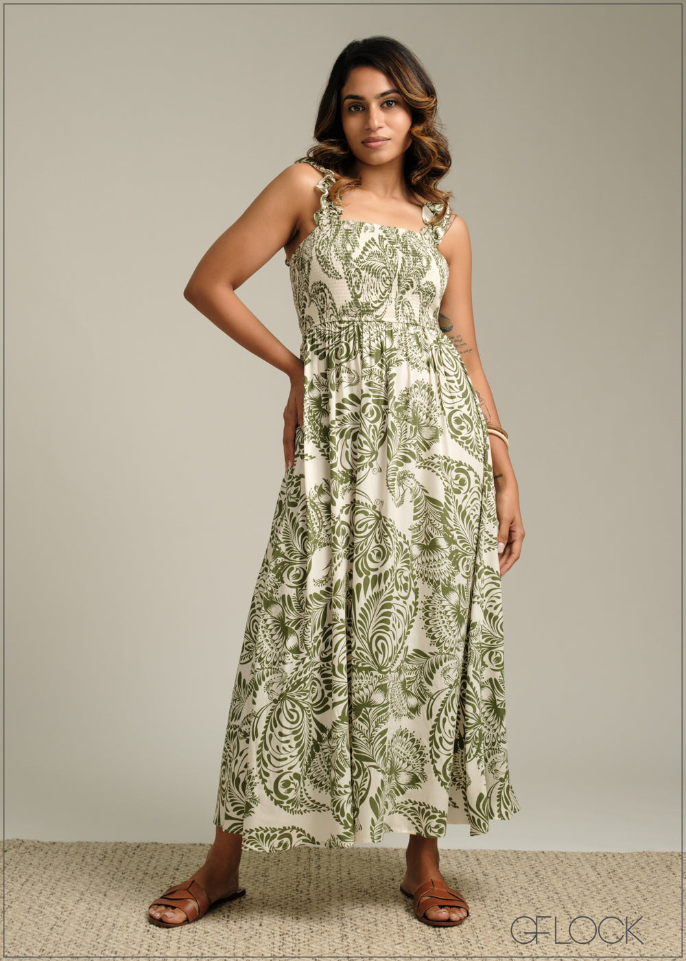 Frill Detailed Floral Dress - 190925