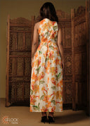 Pintuck Detail Printed Dress - 110426