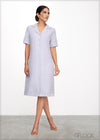 Lapel Collar Dress With Buttons - 290523