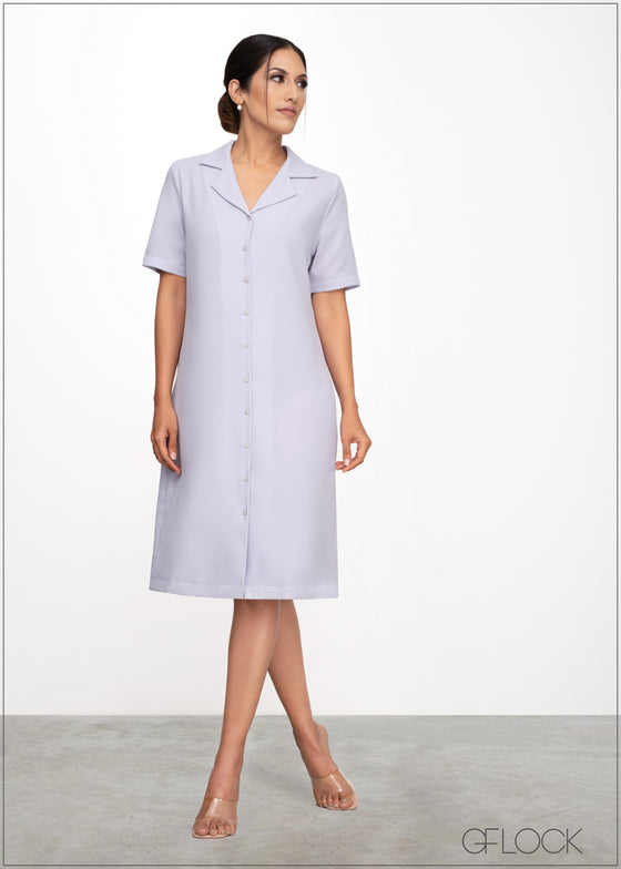 Lapel Collar Dress With Buttons - 290523