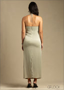 Neck Tie-Up Detailed Maxi Dress - 240925