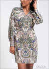 Collared Printed Dress - 260525