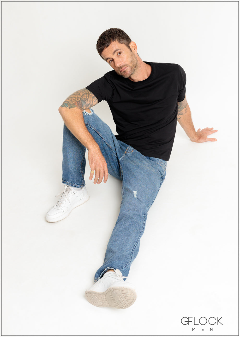 Mid Wash Regular Fit Ripped Jean - 161222M – GFLOCK.LK