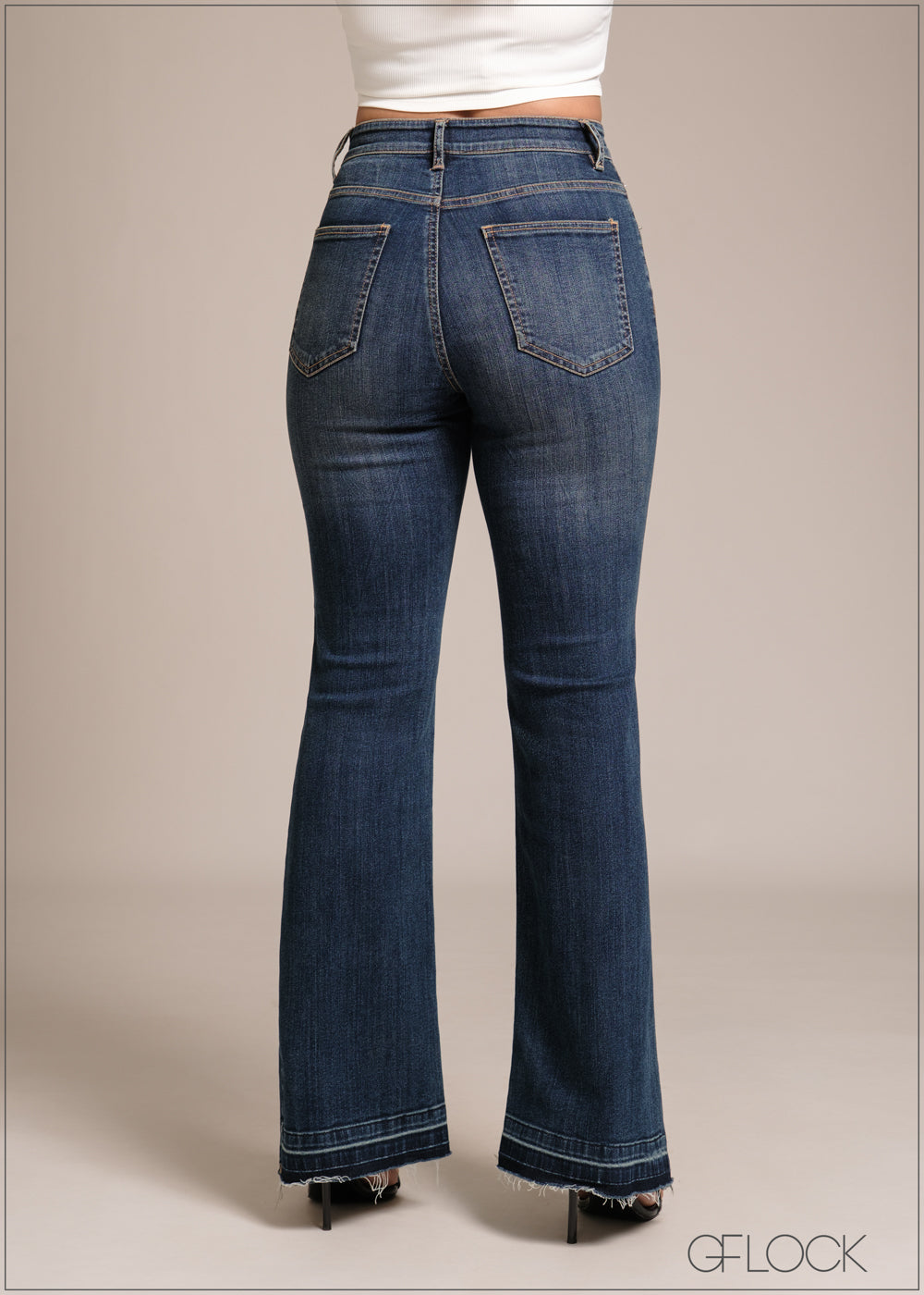 Dark Blue Bootcut Jean - Short Length - 241225D