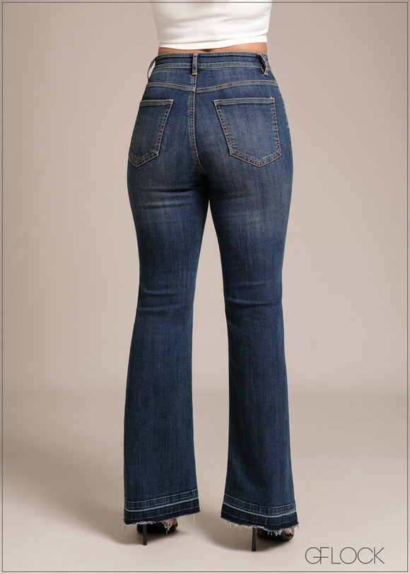 Dark Blue Bootcut Jean - Short Length - 241225D