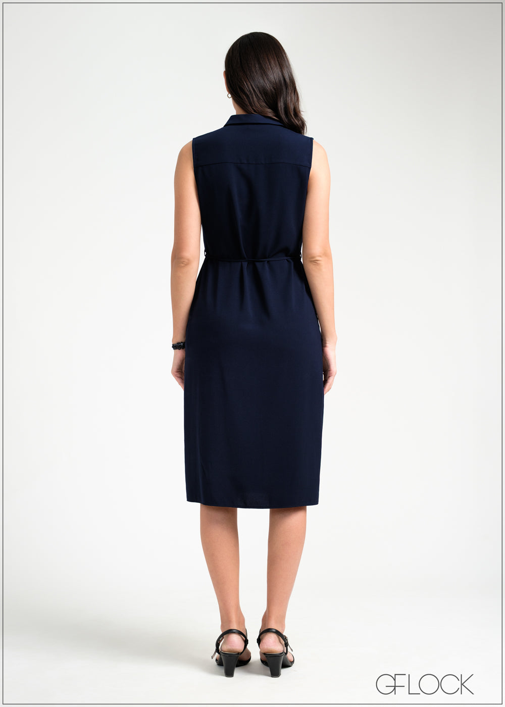 Sleeveless Midi Shirt Dress - 050925