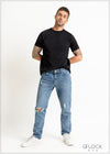 Mid Wash Regular Fit Ripped Jean - 161222M